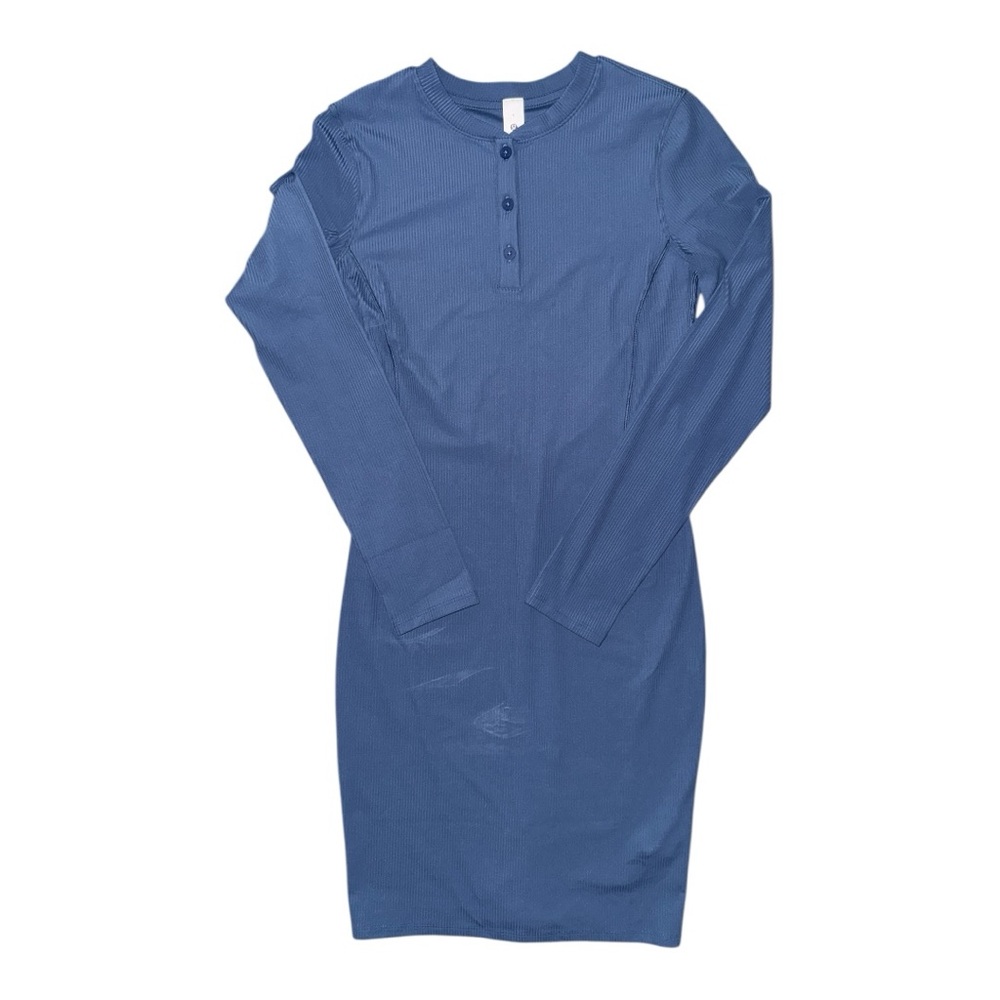 Lululemon All Aligned Ribbed Henley Dress Blue Twill Nulu Size 4 NWT - Picture 4 of 8